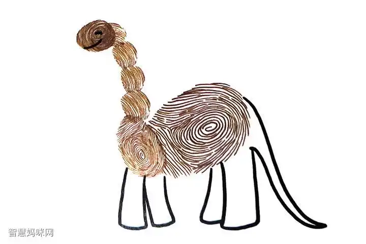 如何用手指印画恐龙