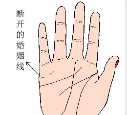手相算命手掌婚姻线中间断开好吗?  手掌婚姻线中间断裂.手掌婚姻线中
