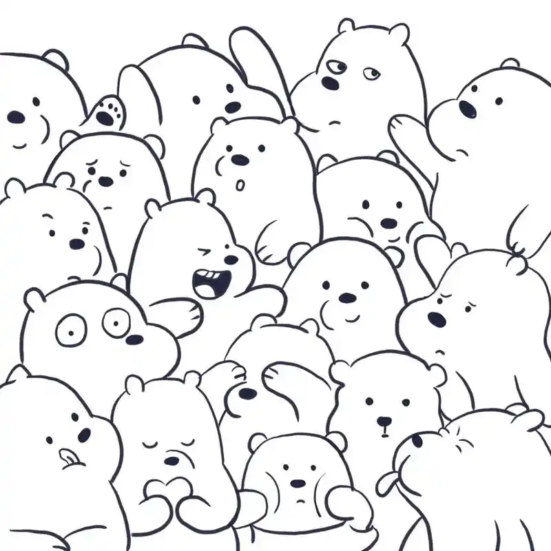 今天我请客 请你开心 线条练习解压小熊堆堆画#想画就画 #敲 - 抖音