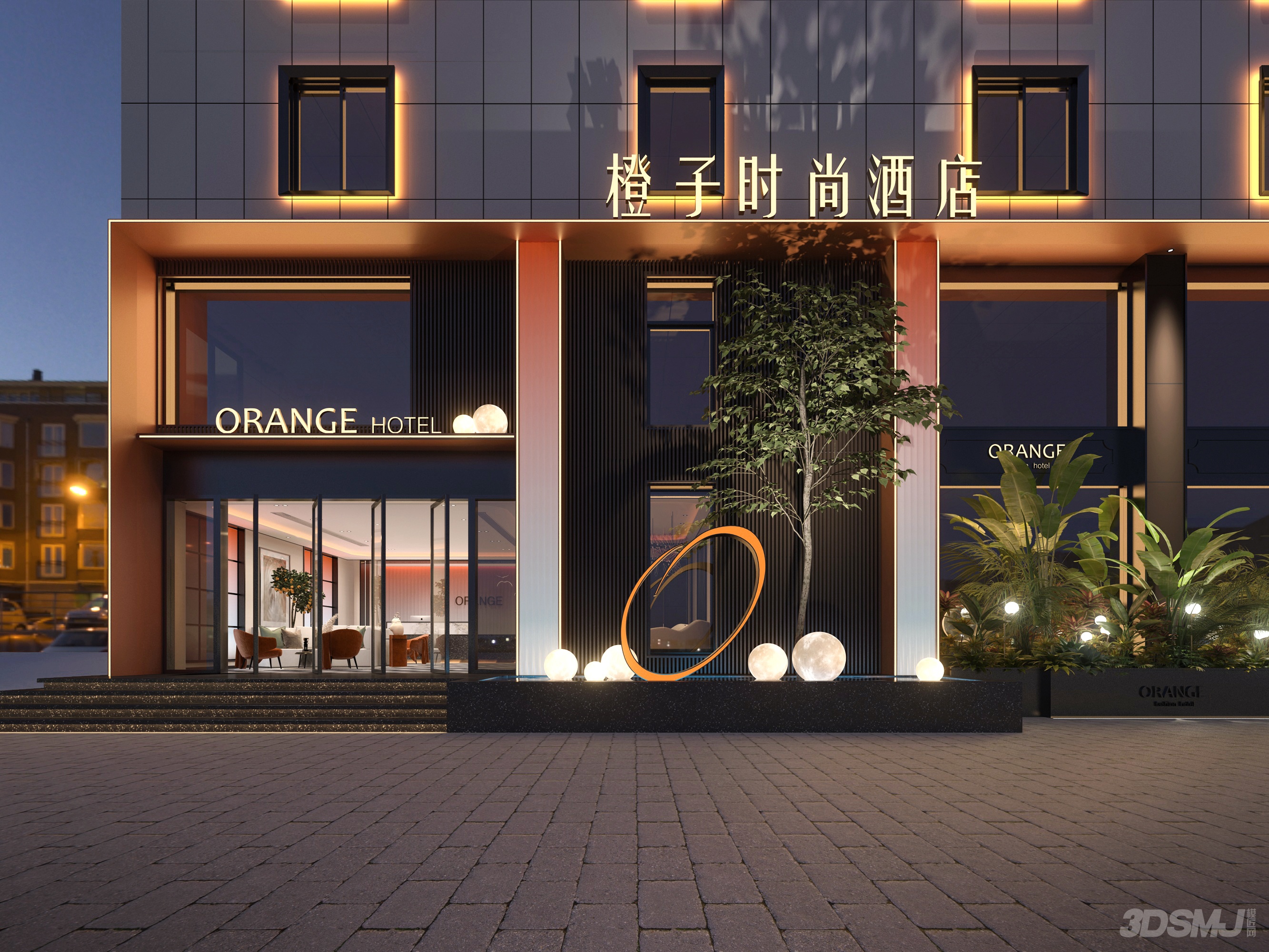 现代酒店门头-3d模型-模匠网,3d模型下载,免费模型下载,国外模型下载