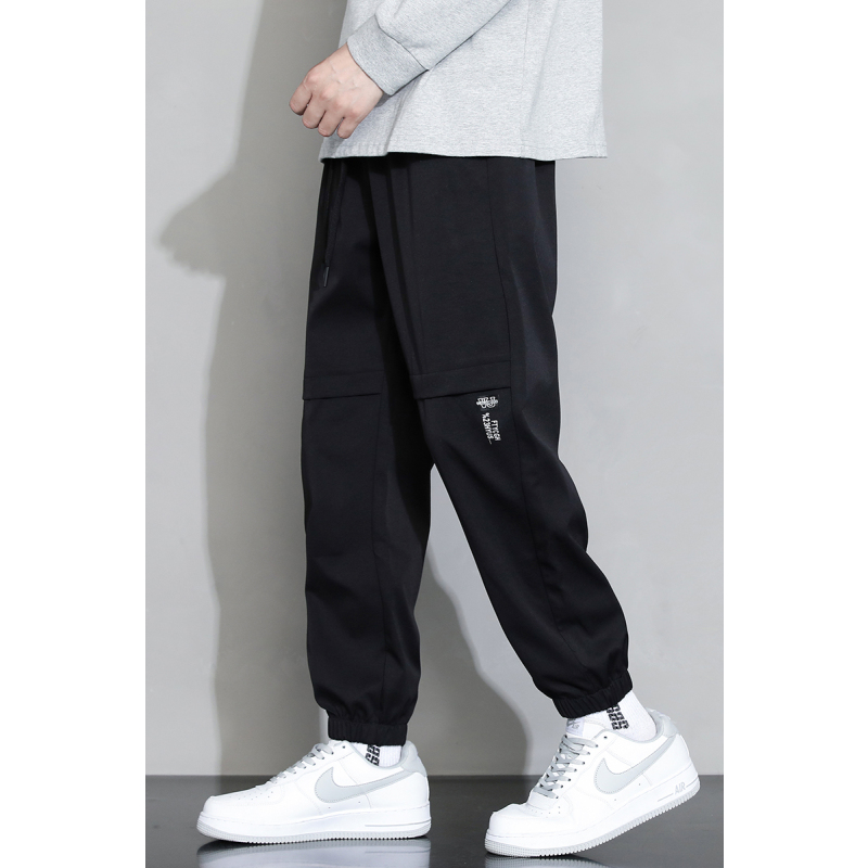 南极人卫裤男士夏季薄款潮牌工装束脚运动裤九分黑色休闲长裤子男