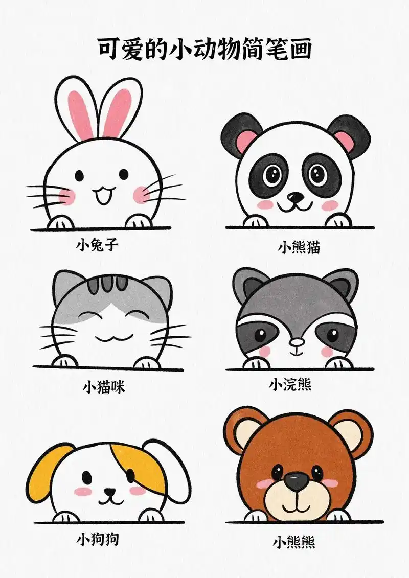 一条横线加半圆就可以画出各种可爱的小动物哦,赶 - 抖音