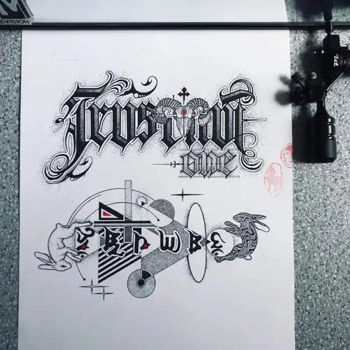 纹身设计 星座 字体 奇卡诺 兔子#纹身设计  #纹身  #英文花体字#纹身