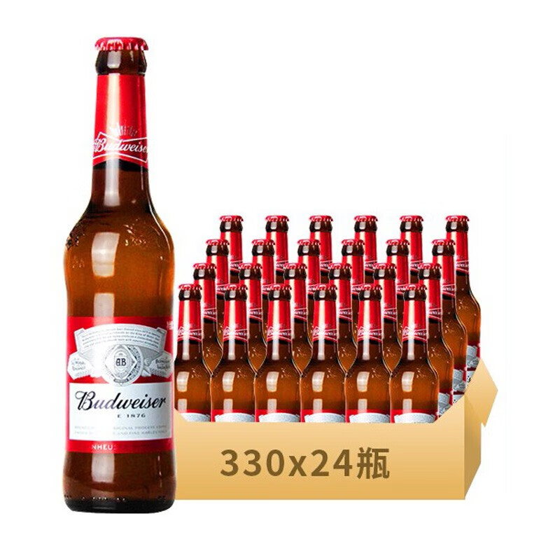 百威啤酒 330ml瓶装budweiser国产百威经典醇正黄啤啤酒整箱装 330ml*