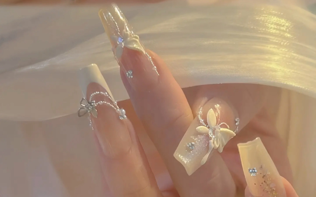 有层次感的仙气长款美甲分享