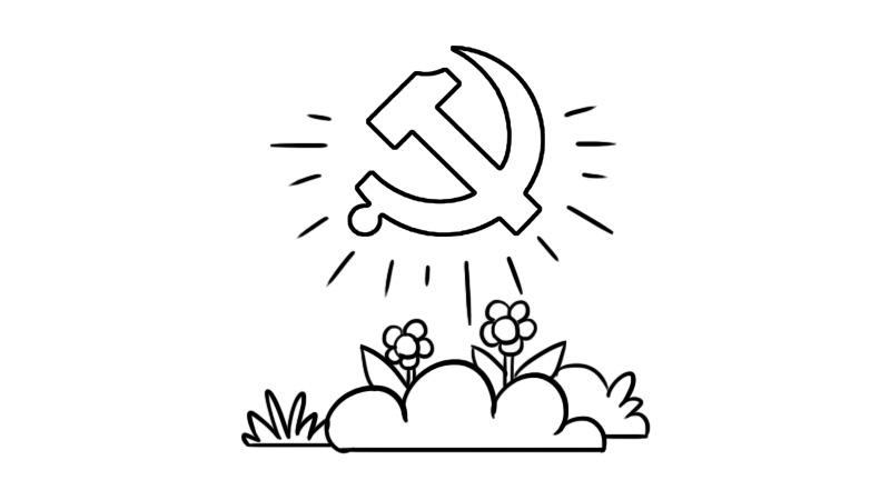 和党有关的简笔画手抄报党的手抄报高举党旗的建党节简笔画怎么画建党