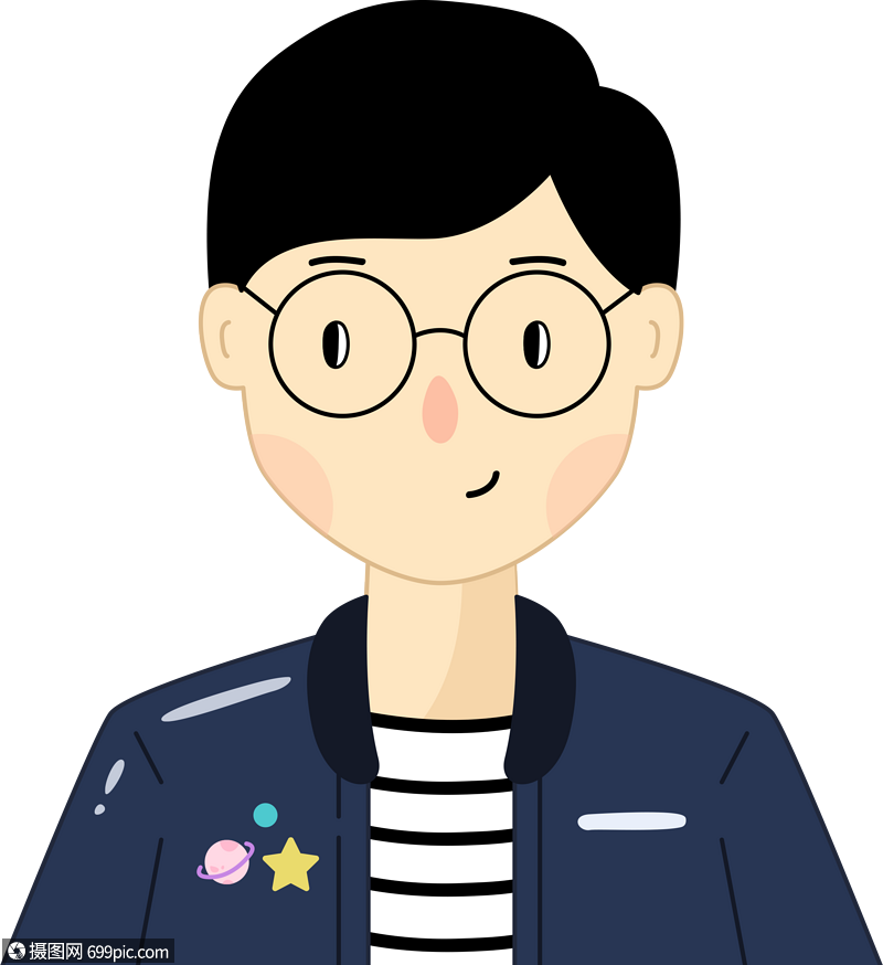 戴眼镜的男孩学霸卡通人物