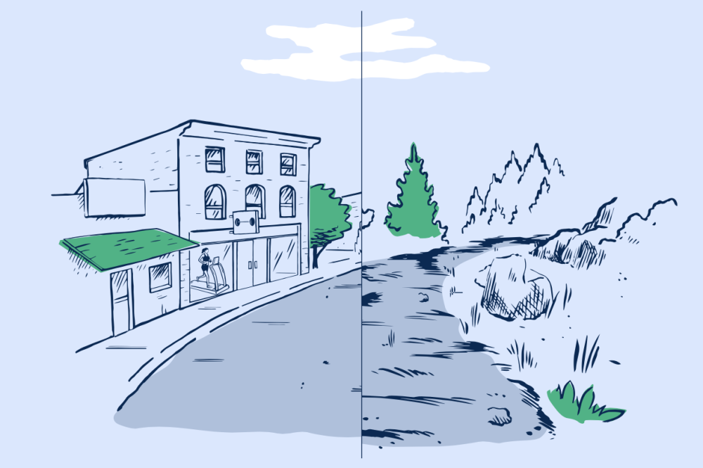 a. 我主要在健身房和城市道路上跑步——公路跑鞋b.