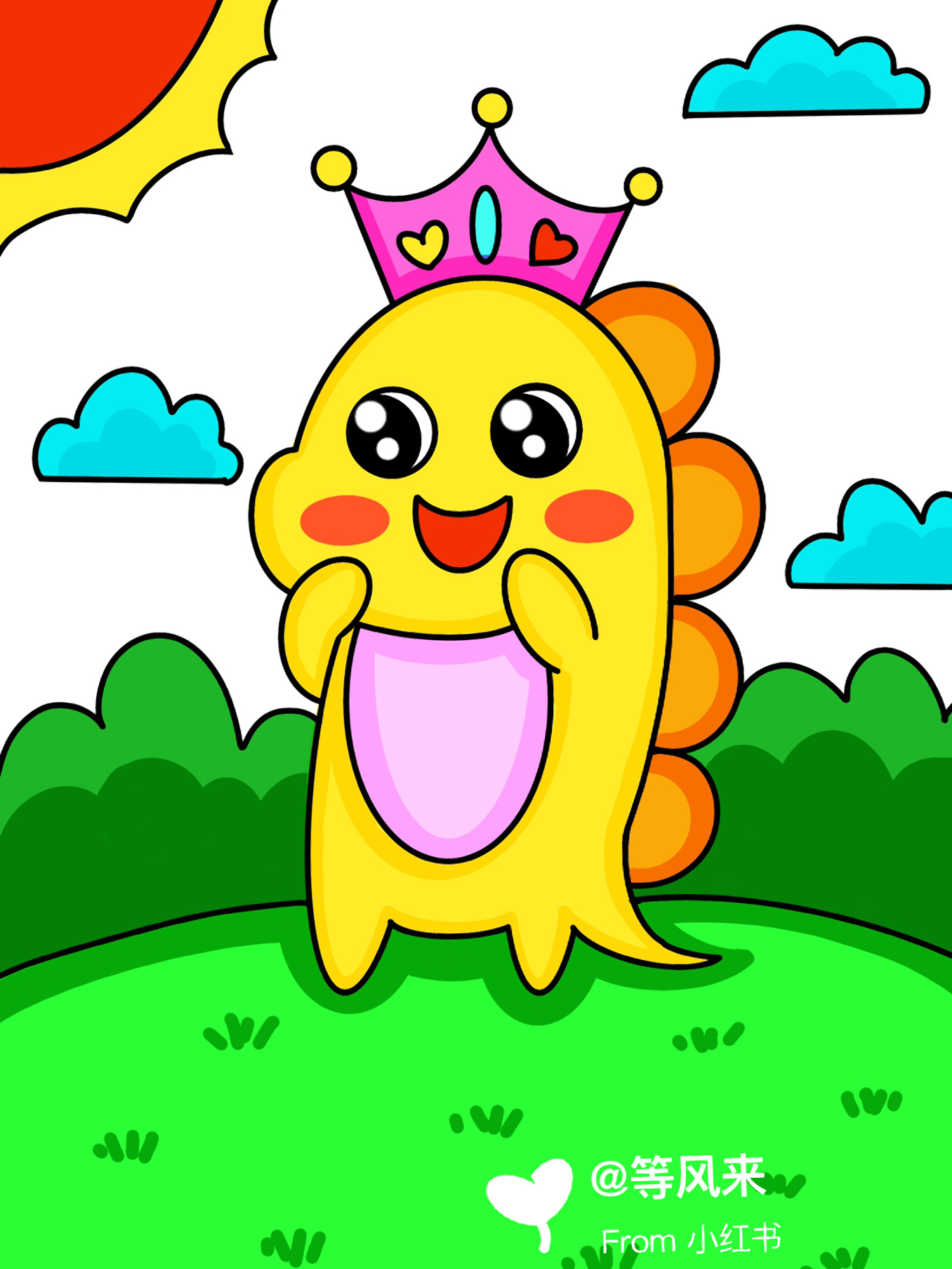 小恐龙 简笔画 创意画 卡通画 儿童画 带线稿哦 适合小朋友哦 #儿童简