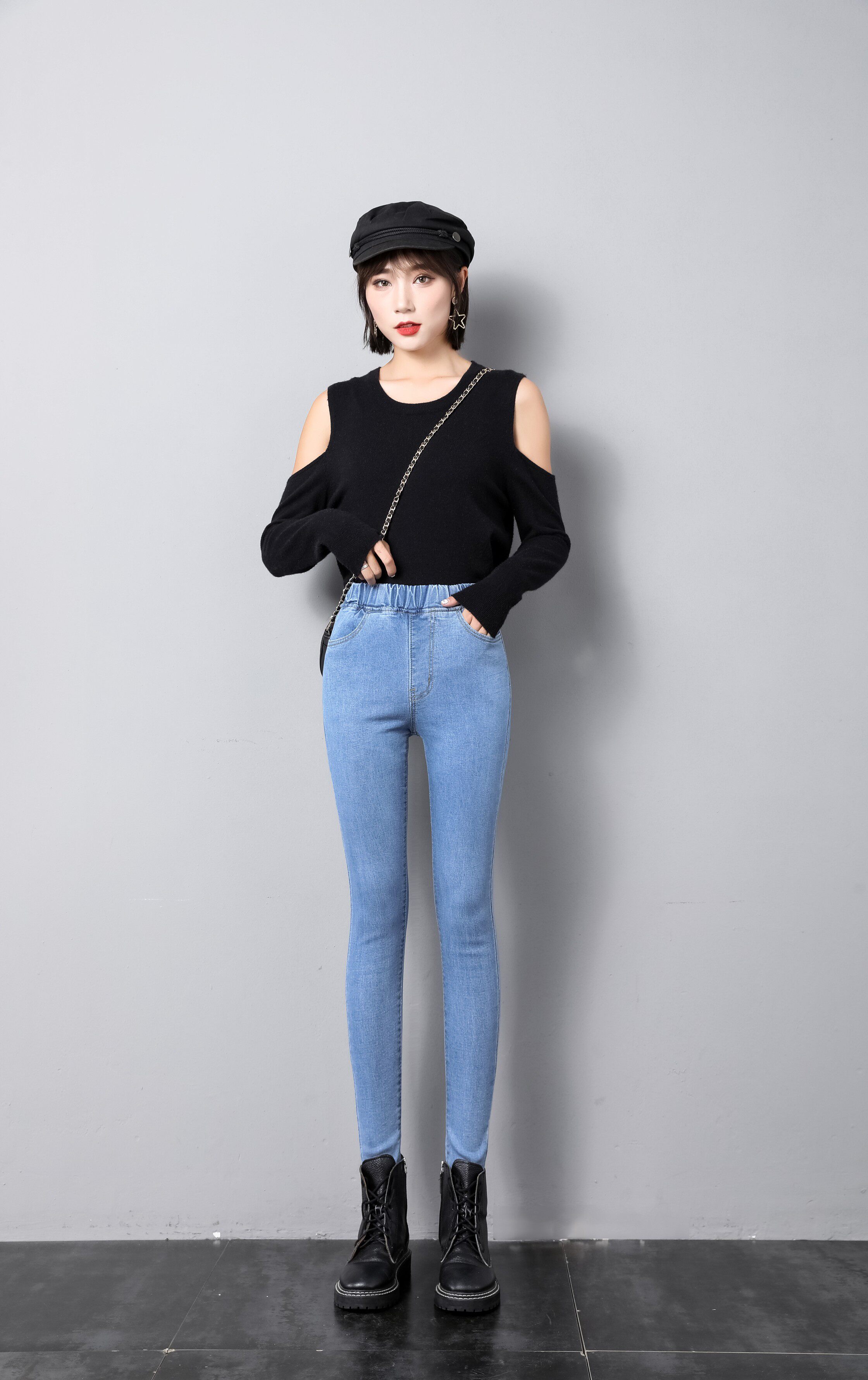 8808#实拍#牛仔裤子女时尚2020年新款紧身显瘦弹力修身秋冬小脚裤