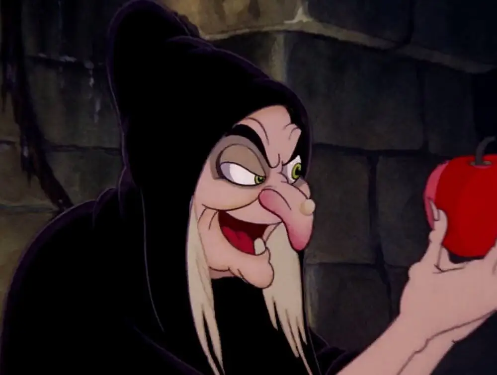 大家试想一下,只要把鼻子拉长,是不是跟这个巫婆的神情高度相似?