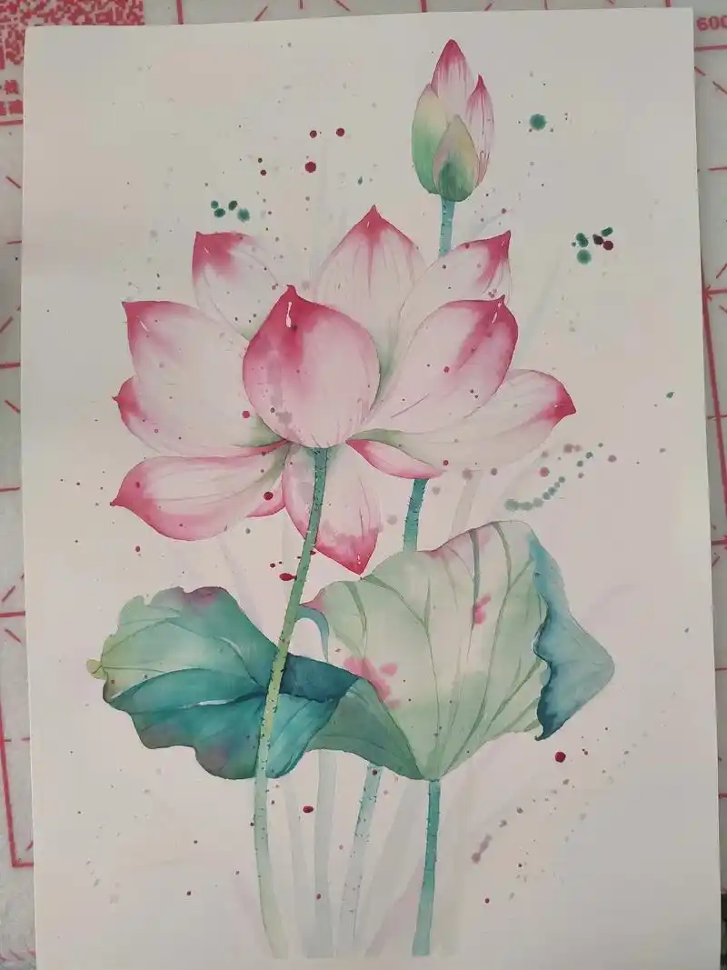 水彩:荷花.这几天的练习,都是临摹#画画 #水彩 #手绘  - 抖音