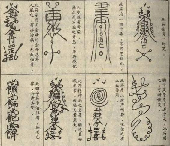 二,道法用符举例 道教的法术,十分繁杂,举其大类,有祈禳,考召,杀伐(收