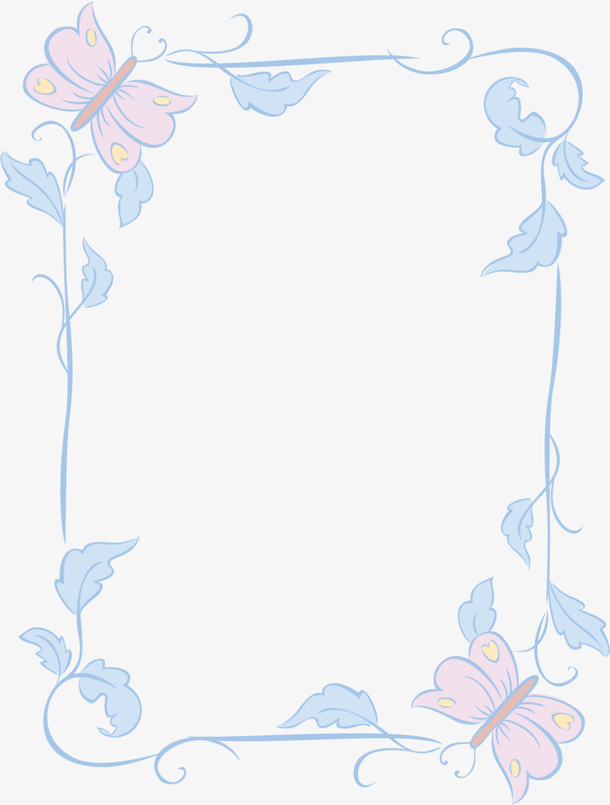 春天蓝色叶子边框免抠素材免费下载_觅元素51yuansu.com