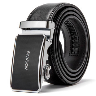 chainkavin皮带男无头商务自动带青年百搭经典荔枝纹原版礼盒包装_爱