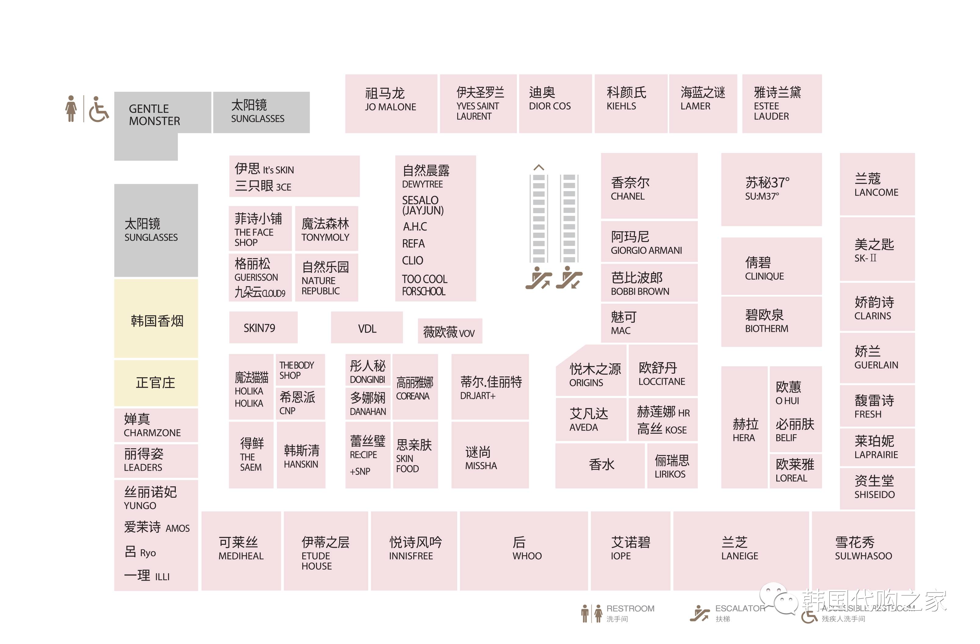 韩国各免税店楼层分布图乐天新罗新世界