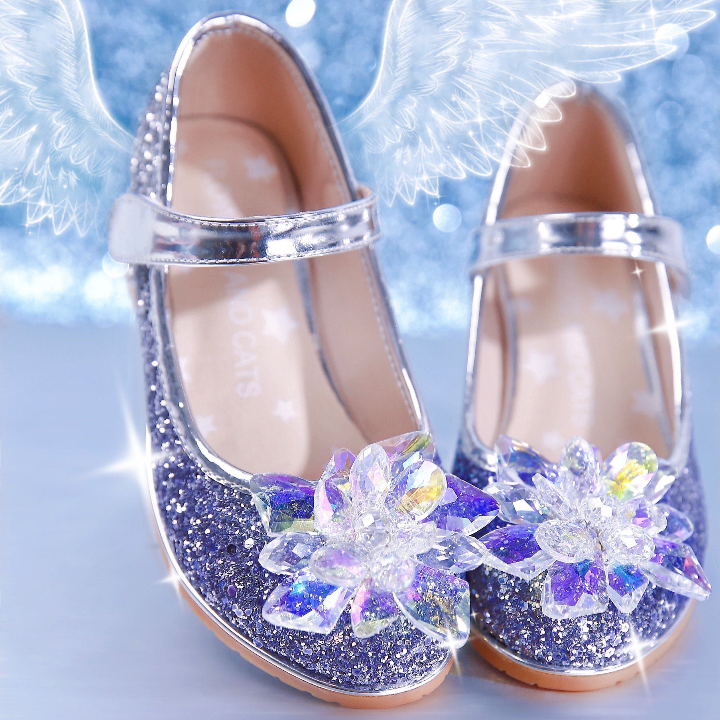 新艾莎爱莎软底高跟皮鞋表演钢琴水晶鞋皇后迪士凉鞋