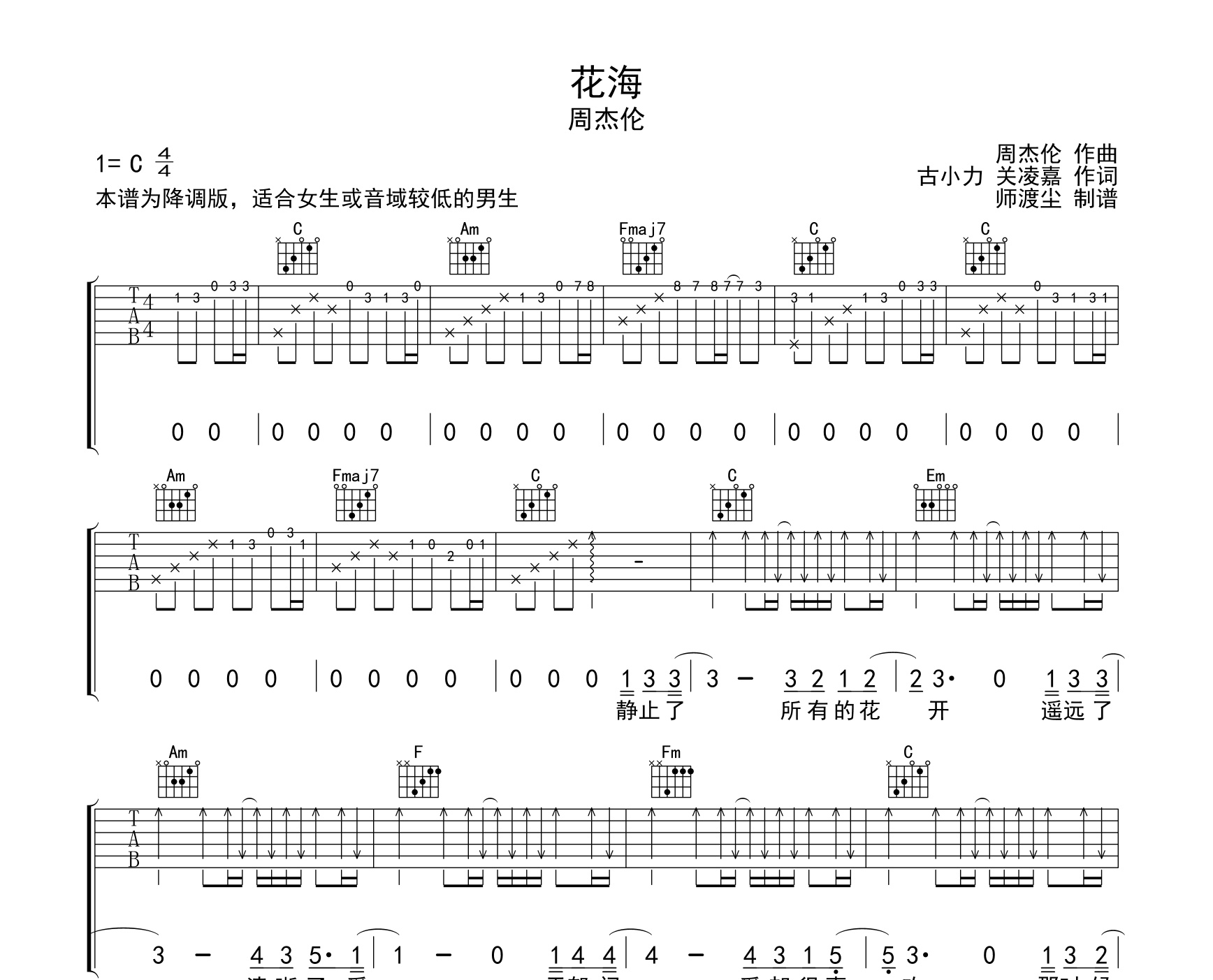 花海吉他谱预览图