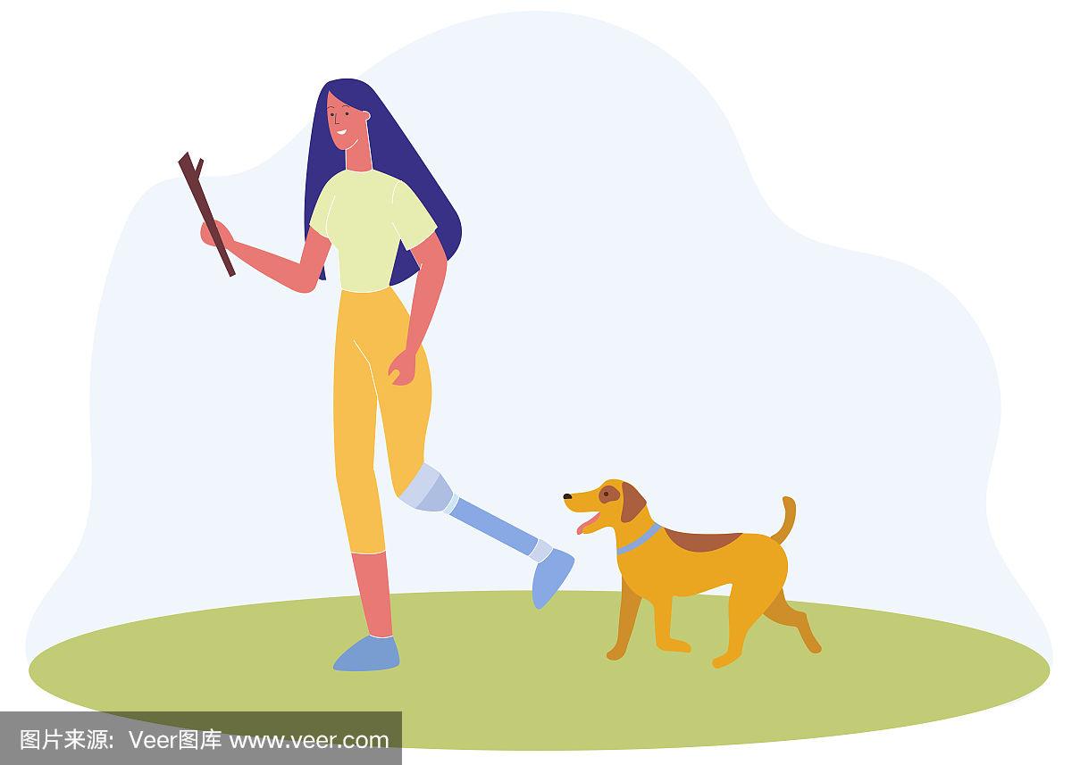 腿,狗,女人,假肢,公园