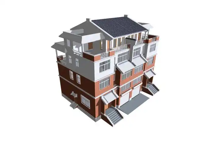 bim模型文件下载四层仿古别墅模型