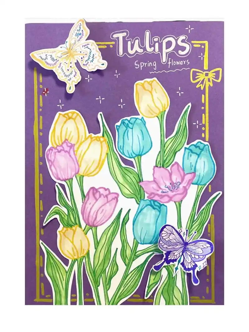 春天的花 #绘画 #爱画画的小朋友 #画画96 #创意美术 - 抖音