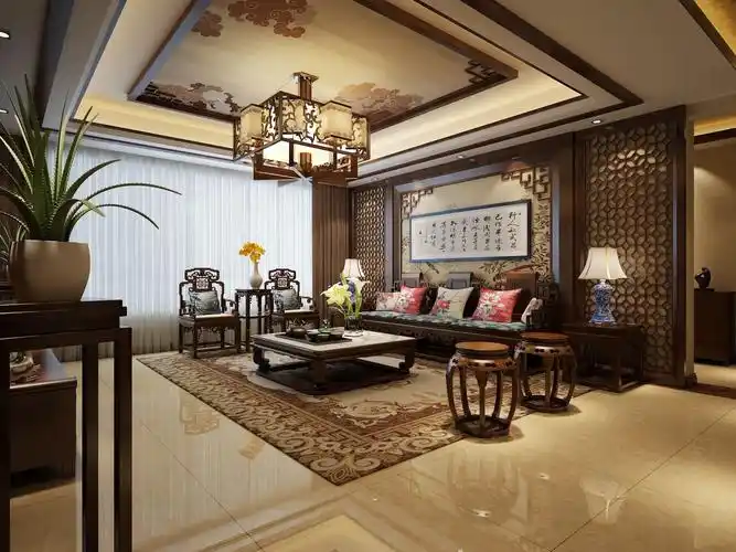 【西安城市人家装饰】保利金香槟138平米中式风格装修效果图