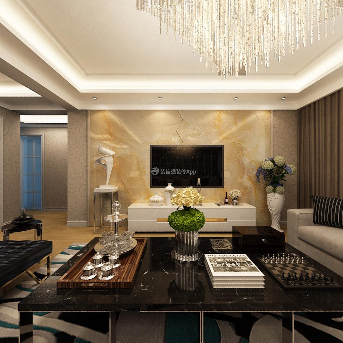 2020现代风格客厅吊顶装修效果图 简约现代风格客厅
