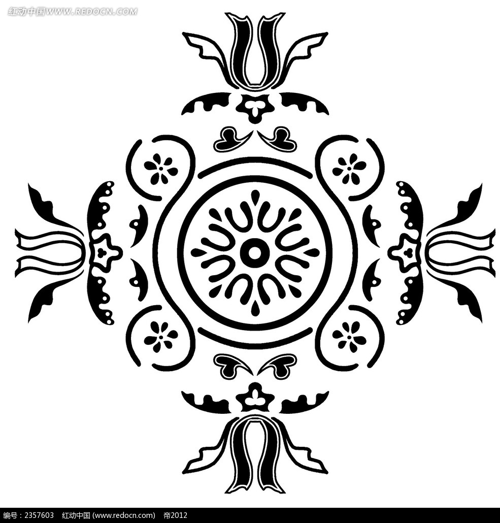 对称美花纹psd素材免费下载_红动中国