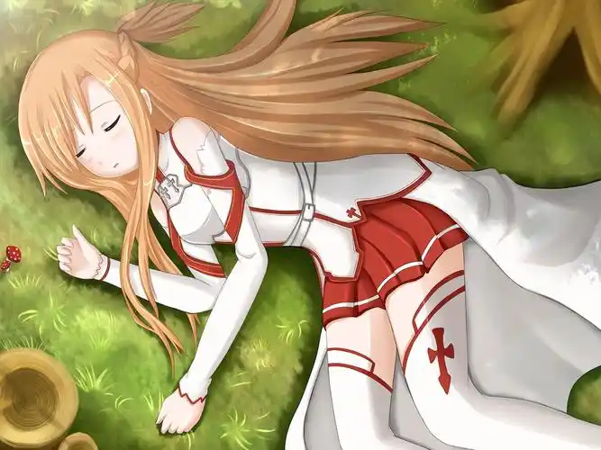 人物闭着眼睛长发动漫动漫本子刀剑神域yuukiasuna动漫女孩closedeyes