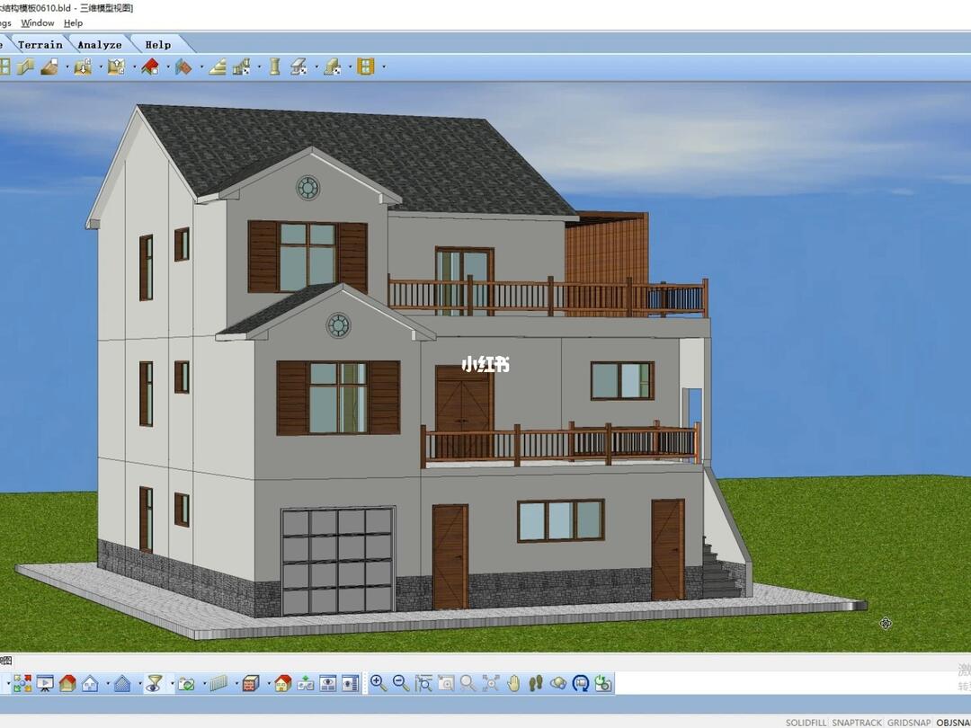 bim建筑设计软件木结构别墅设计
