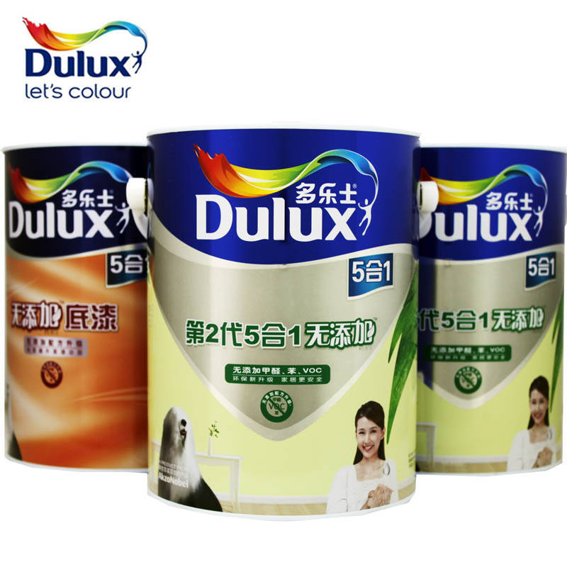 多乐士(dulux)第2代无添加五合一墙面漆a611(5升2桶) 无添加五合一
