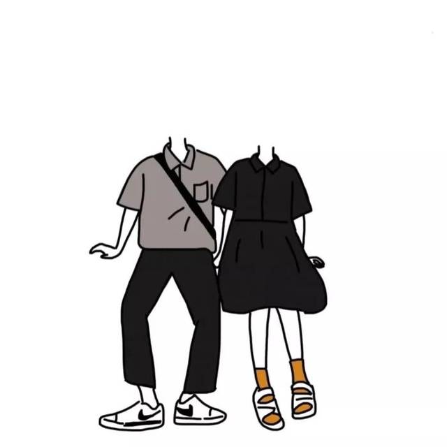 超火无头小人情侣头像在这里~_手机搜狐网