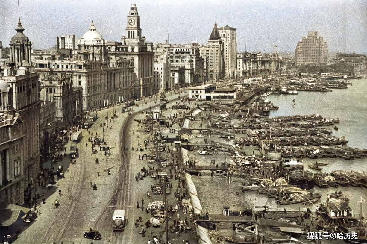 彩色修复老照片民国时期上海昔日繁华今日依旧