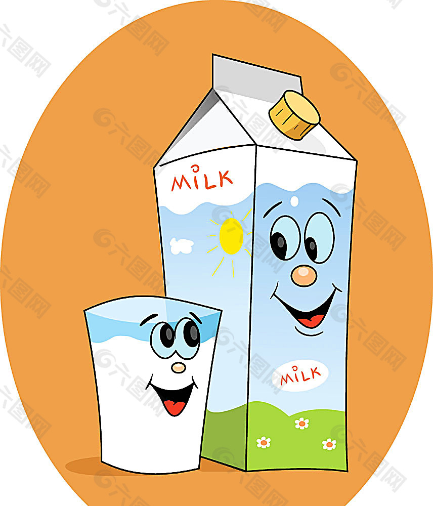 卡通牛奶包装矢量素材
