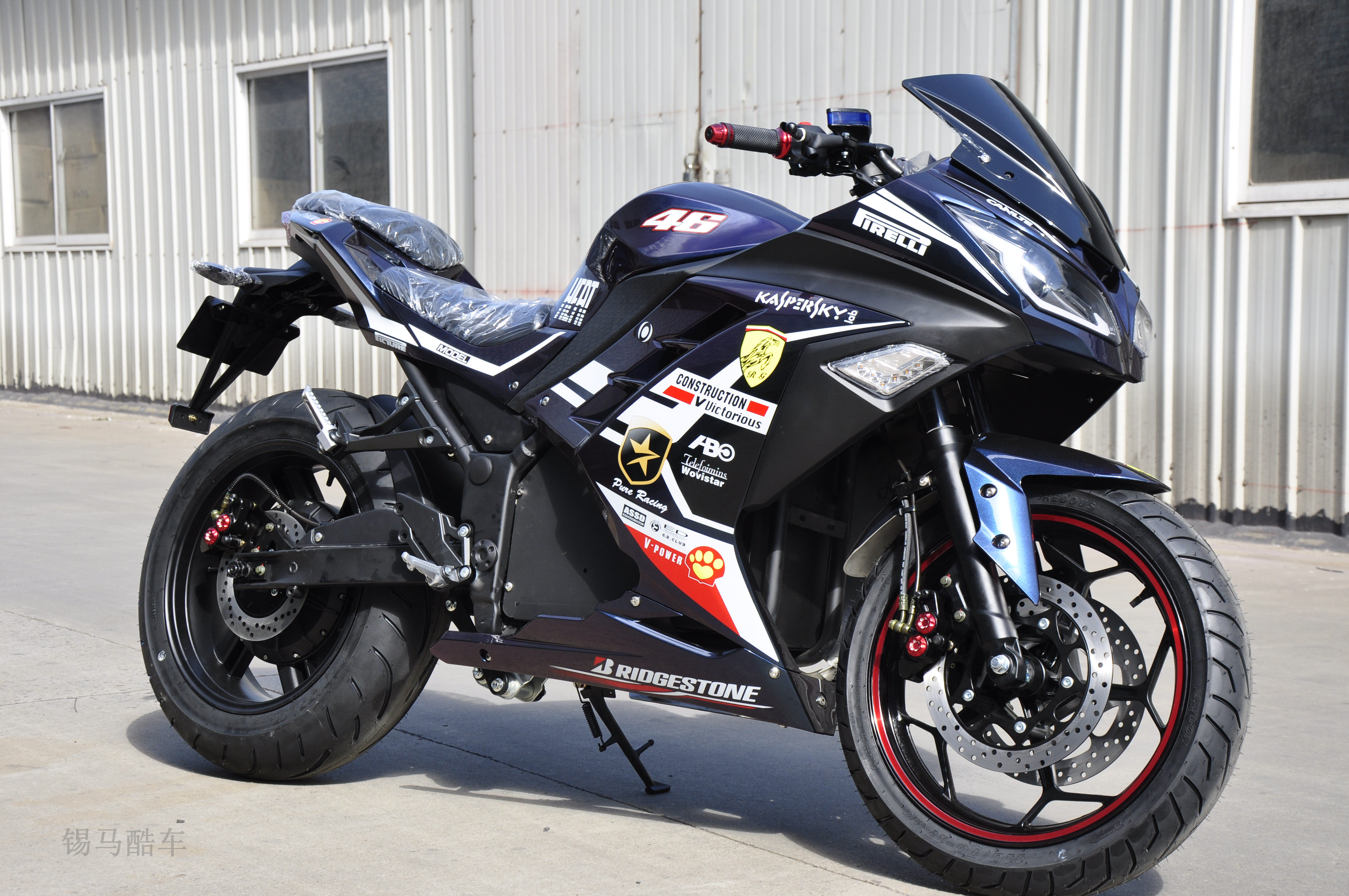 小忍者v6电动摩托车电动车跑车趴赛 72v电摩成人电瓶车公路赛机车