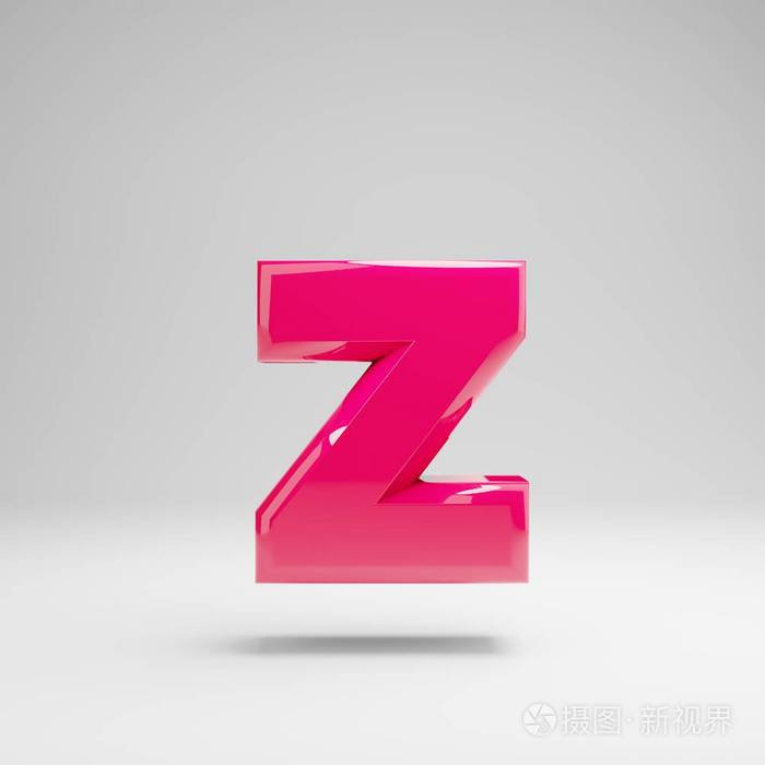 白色背景上孤立的粉红色小写字母z