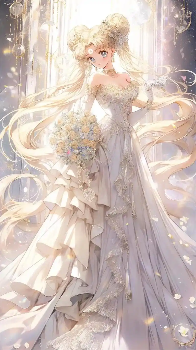 美少女战士婚纱系列壁纸.#二次元 #水冰月 #手机墙纸 - 抖音