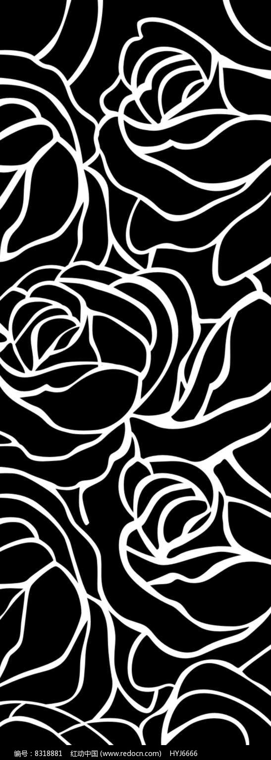 镂空玫瑰花雕刻图案