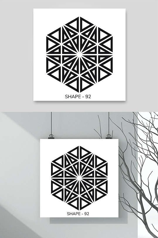 创意几何图案矢量素材黑色白底个性