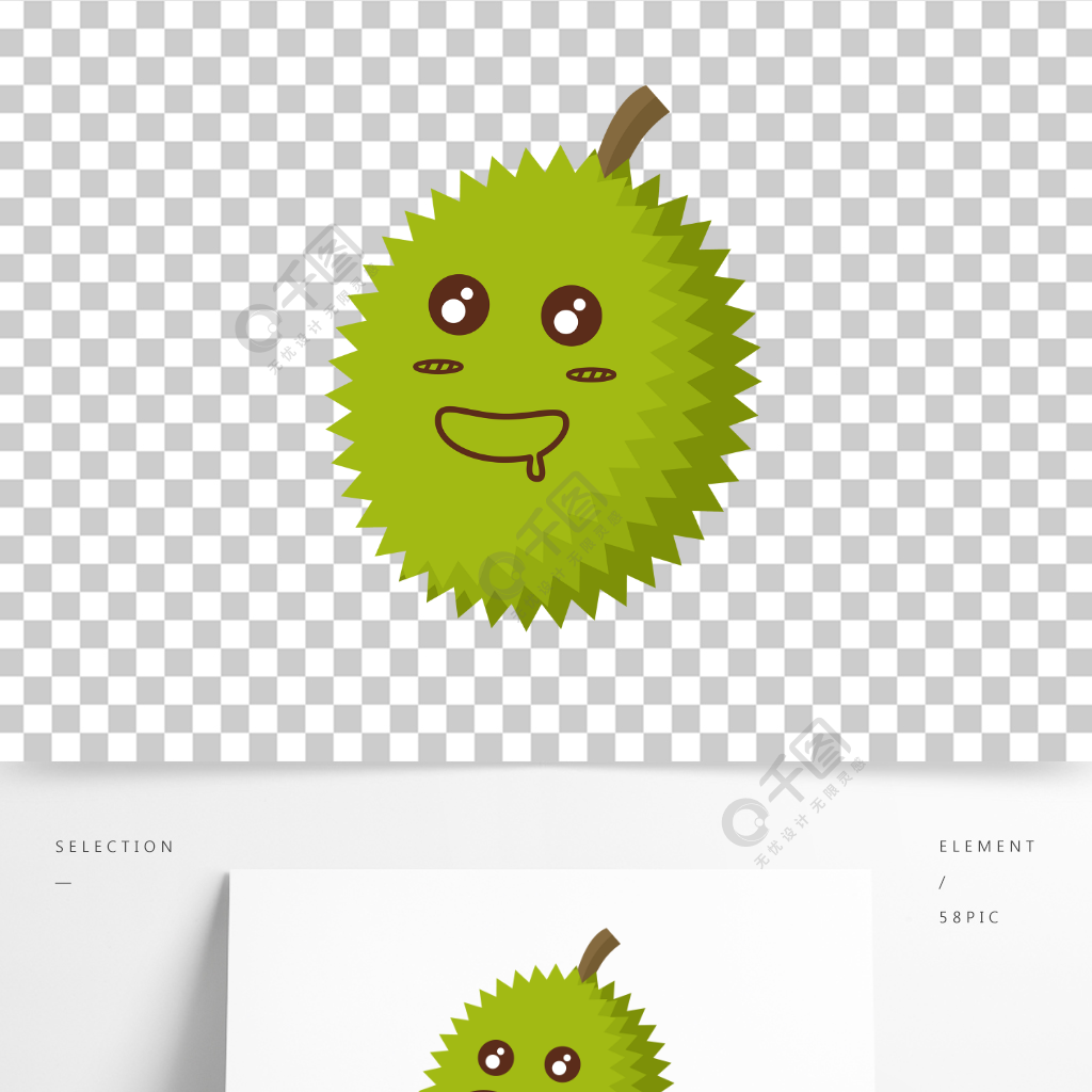 矢量榴莲卡通表情包水果简笔画