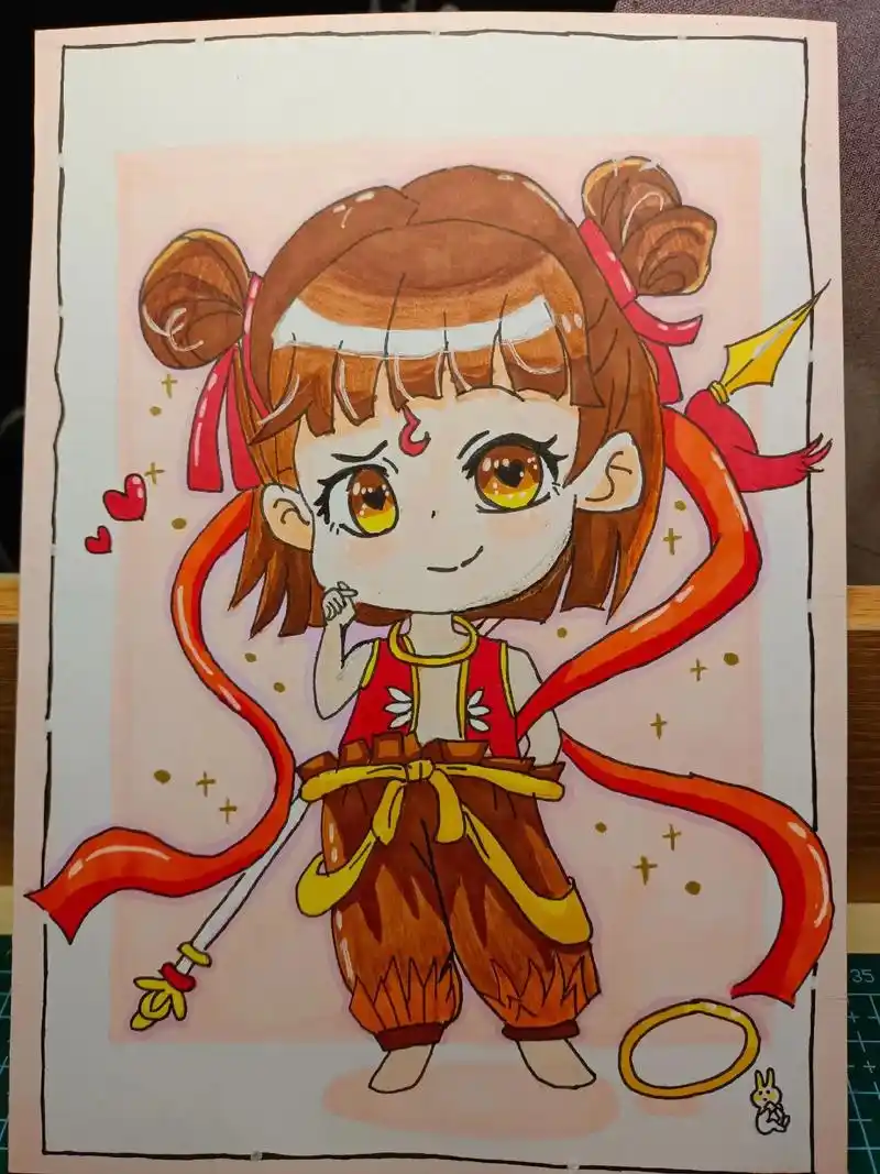 哪吒.#临摹 #画渣日常 #马克笔手绘  - 抖音