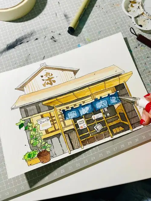 水彩画ep19日本街景