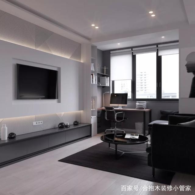 装修公司案例|45㎡黑白灰简约风,小家装出高级感