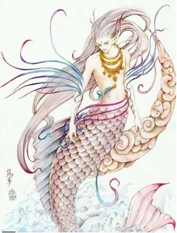 鲮鱼 鲛人,人鱼.海中有陵鱼,人面鱼身,有手有足,啼声如小儿.