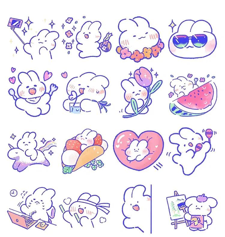 软萌兔mongmong手帐素材贴纸