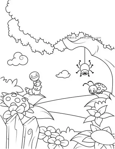 可爱的昆虫在春天的温暖中欢腾_春天-简笔画大全