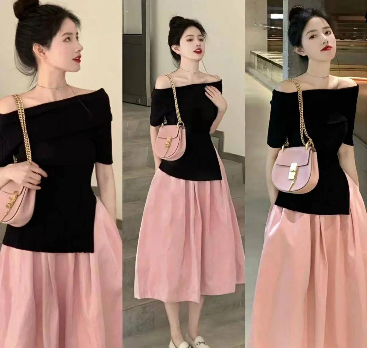 粉色给人的感觉真的是太浪漫甜蜜了,搭配最常规的黑,白,灰中性色,反而