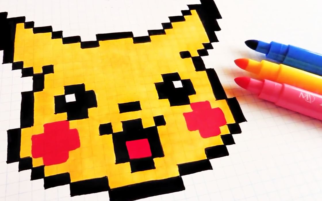 像素画萌神皮卡丘,请问用田字格纸可以画吗