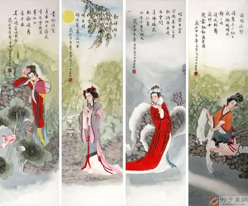工笔四大美女 - 花鸟画 - 99字画网