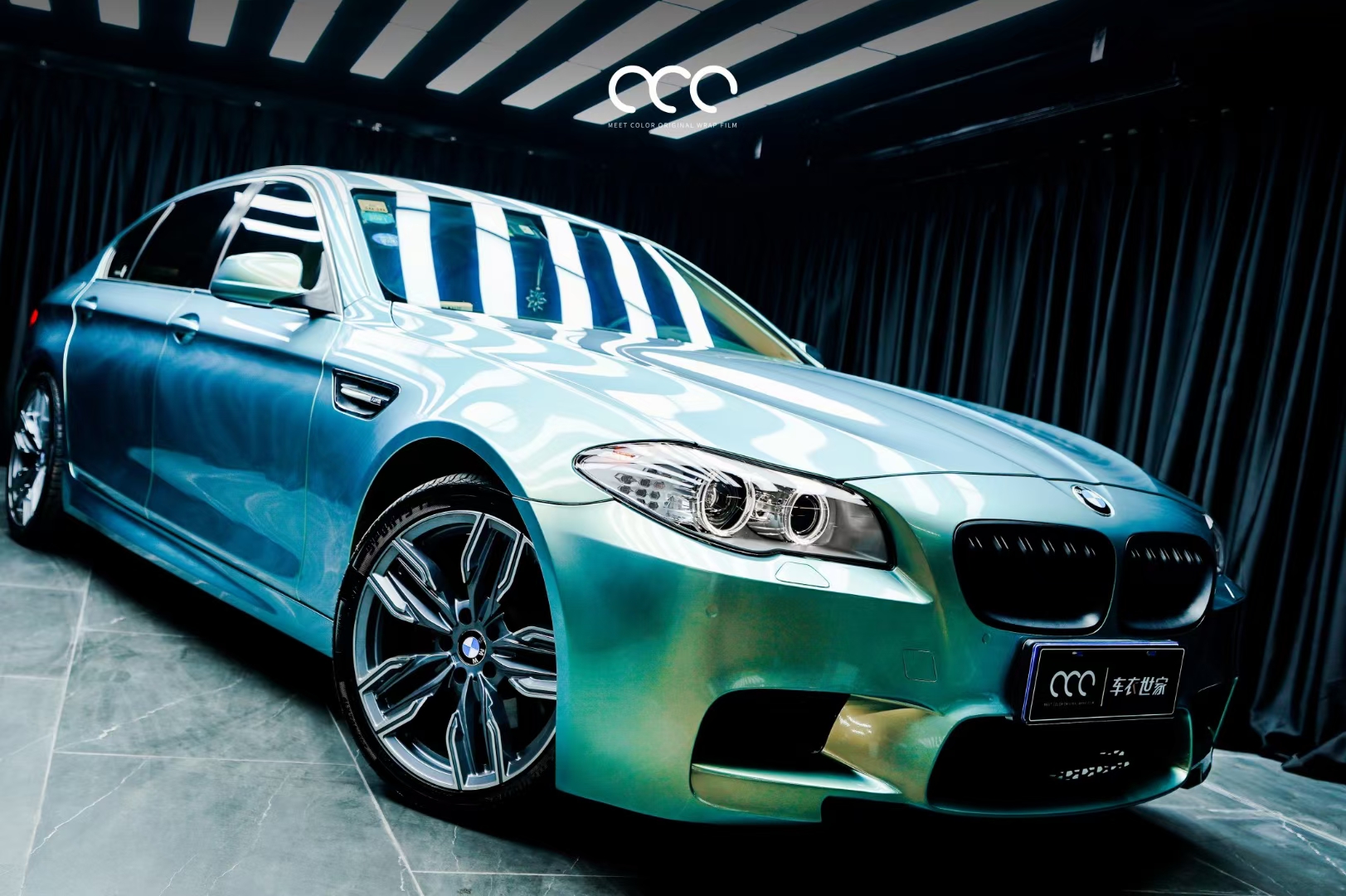 改色贴漫彩#一码在手全国无忧长沙车衣世家 出品宝马5系 渐变亮面灰